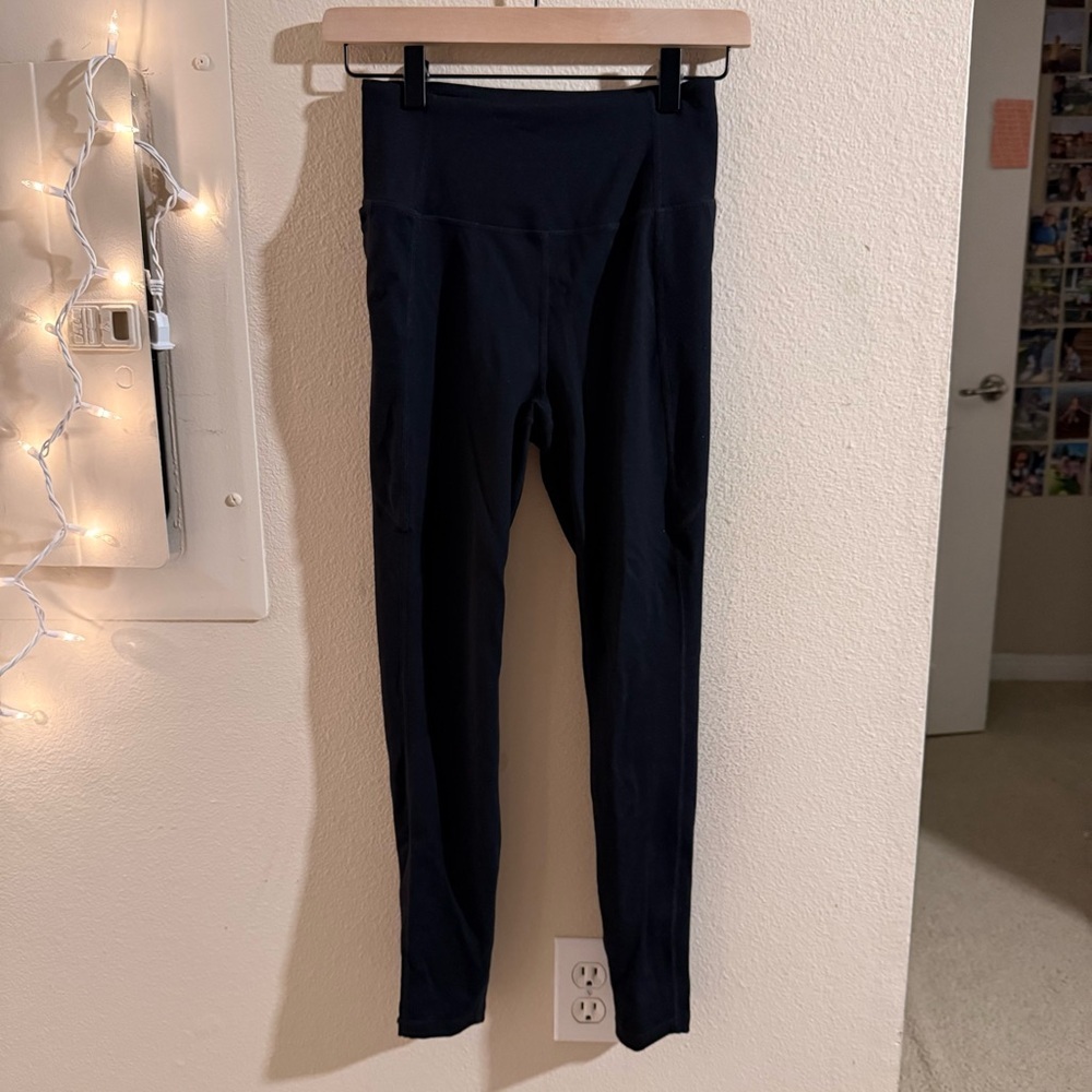Move Theology Black High Waisted Leggings Size Small Pockets Athleisure